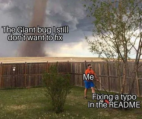 Fixing a README typo during disaster