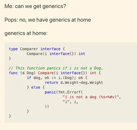 Generics at Home Go Code