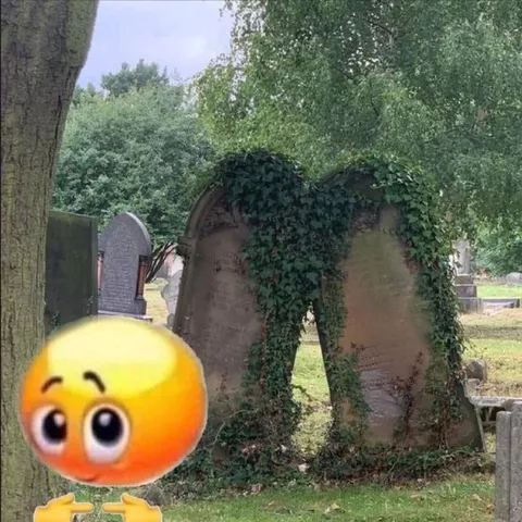 Смущённый эмодзи на кладбище
