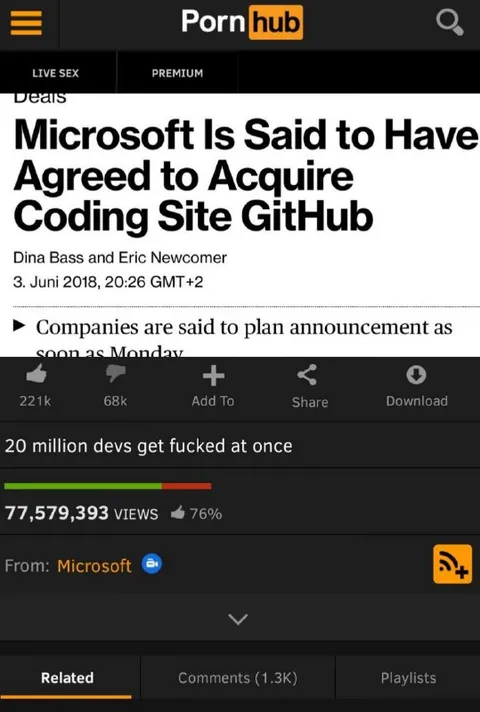 Microsoft Acquires GitHub Porn Parody