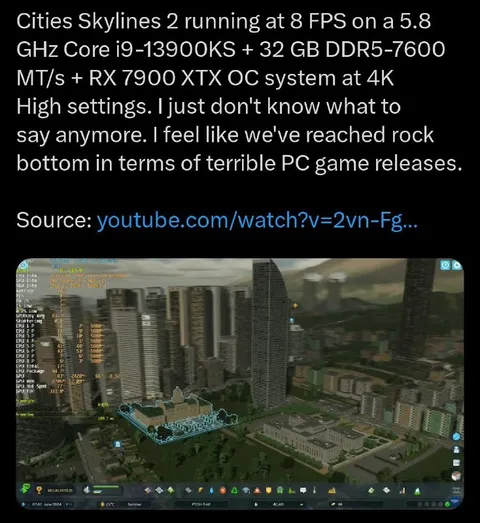 Cities Skylines 2 Runs at 8 FPS