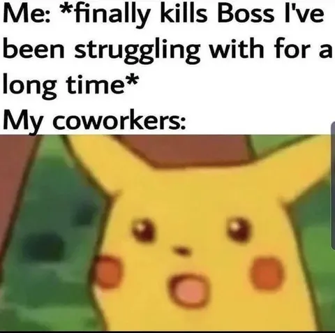 Surprised Pikachu After Beating Boss