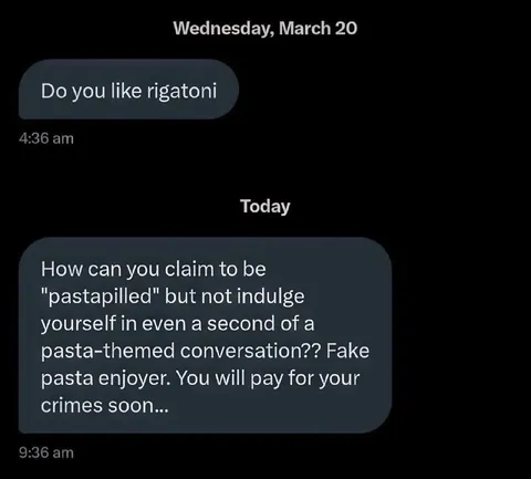 Fake Pasta Enjoyer Gets Called Out