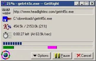GetRight Download at 21%