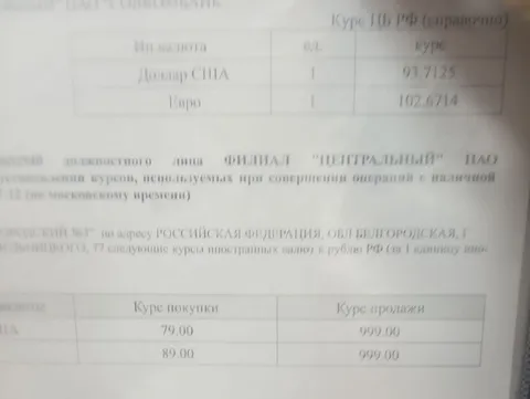 Продажа валюты по 999