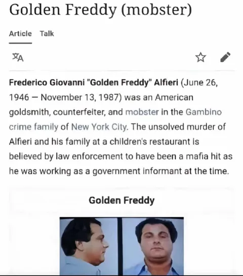 Golden Freddy Mobster Wikipedia Page