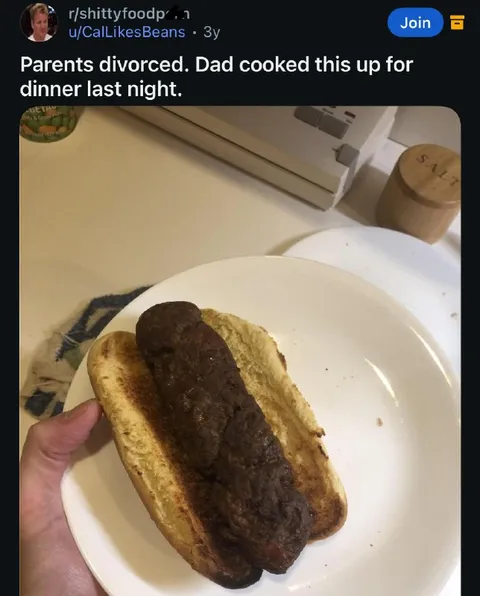 Divorced Dad’s Burnt Hot Dog
