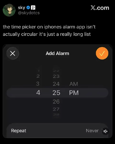 iPhone Alarm Picker Is Just a List
