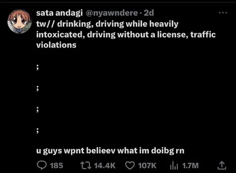 Drinking and Driving Tweet