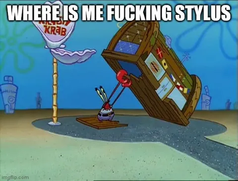 Plankton Searching for His Stylus
