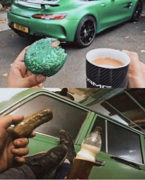 Зелёный Mercedes и закуска