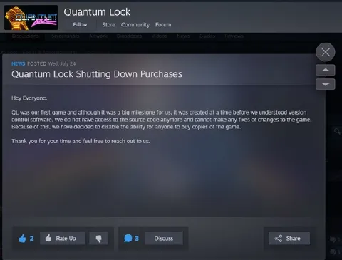 Quantum Lock Shutting Down Purchases