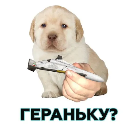 Щенок с геранькой