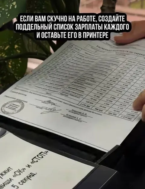 Поддельный список зарплат в принтере