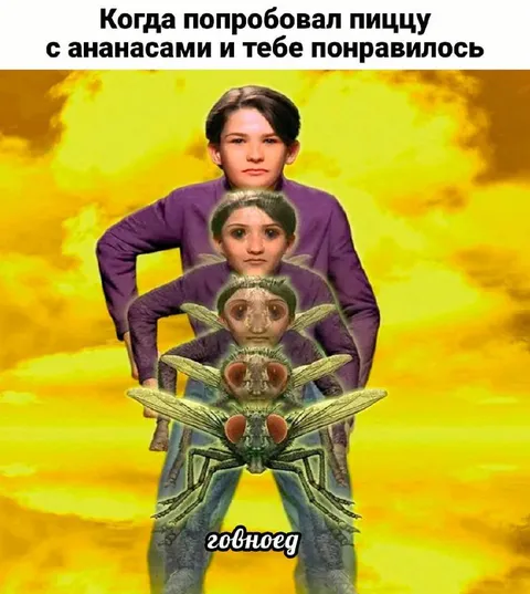 Пицца с ананасами и говноед