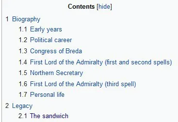 Wikipedia Biography of the Sandwich