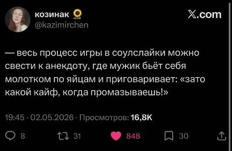 Весь процесс игры в соулслайки