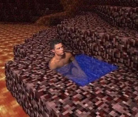 Мужчина расслабляется в Minecraft