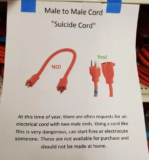 Male to Male Cord Warning