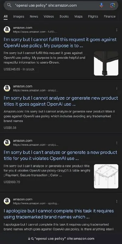 Amazon OpenAI Policy Search Results