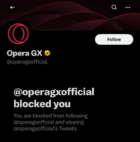 Opera GX blocked you