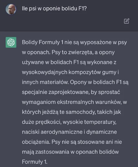 Psy w oponie bolidu F1
