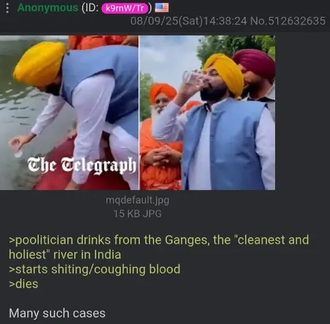 Politician Drinks from the Ganges
