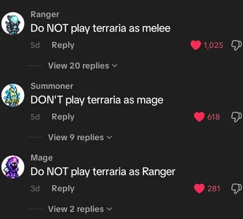 Terraria Class Contradictions