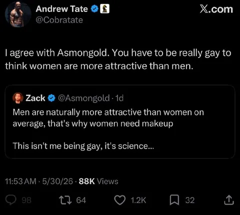 Andrew Tate Agrees With Asmongold