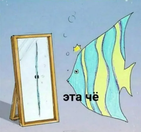 Рыба увидела себя в зеркале