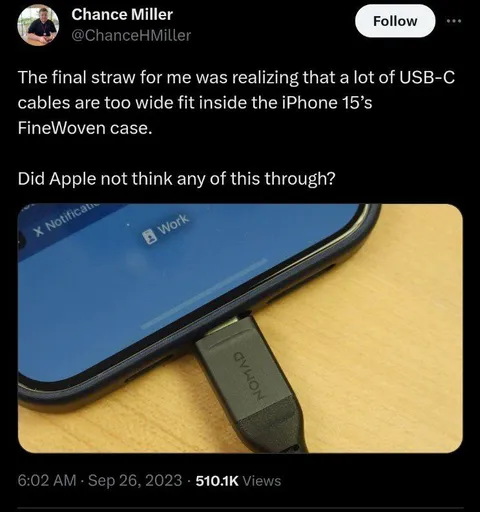 USB-C Cable Too Wide for iPhone Case
