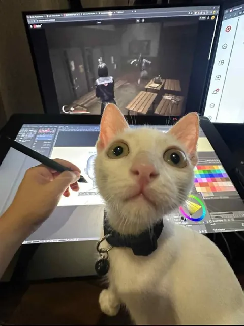 Кот смотрит прохождение игры