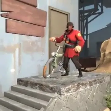 Тяжёлый падает с велосипеда