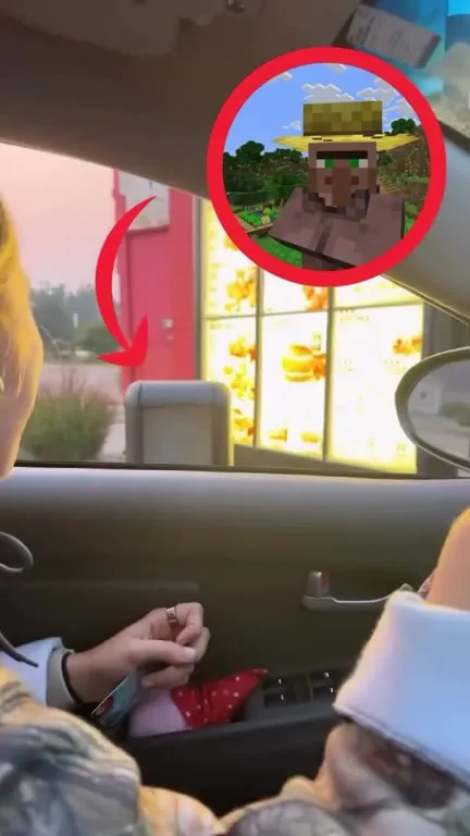 Minecraft villager at the drive-thru