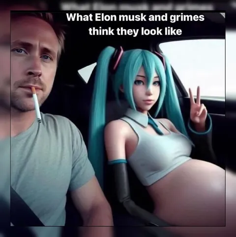 Elon Musk and Grimes as Hatsune Miku