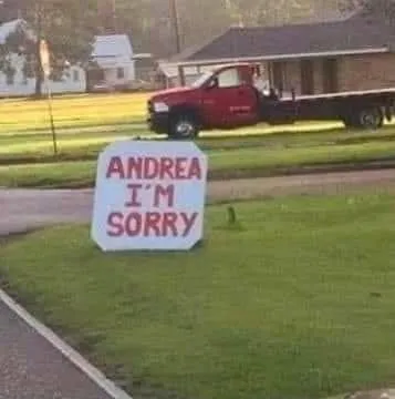 Andrea I'm Sorry Sign