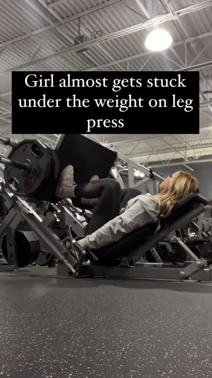 Girl Gets Stuck on Leg Press