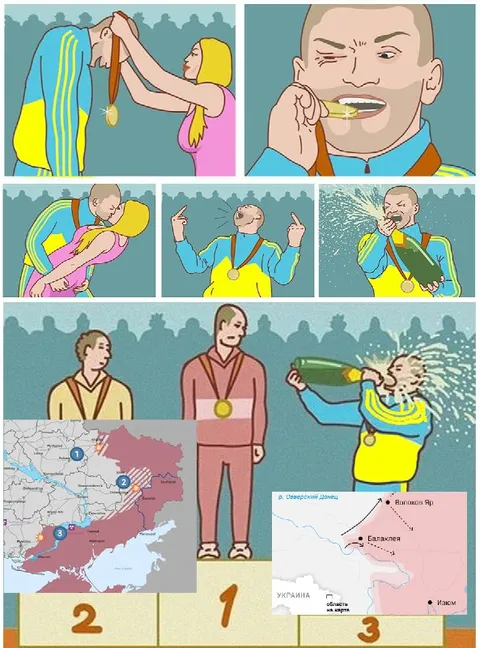 Победитель с шампанским на пьедестале