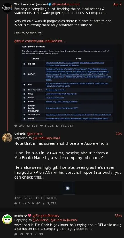 Linux LARPer Uses Apple Emojis