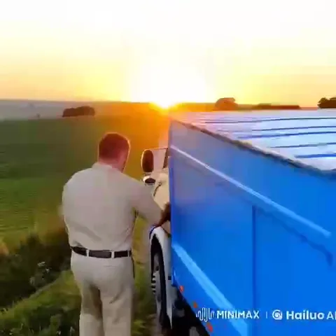 Собака и грузовик в закат