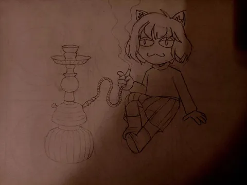 Котодевушка с кальяном