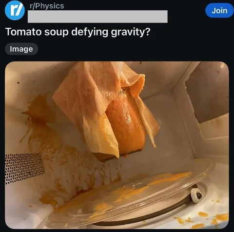 Tomato Soup Defying Gravity