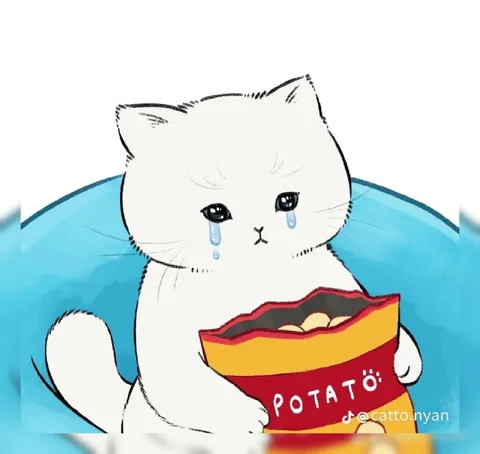 Crying Cat with Potatoes