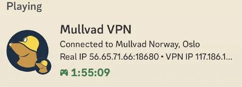 Mullvad VPN Playing for Two Hours