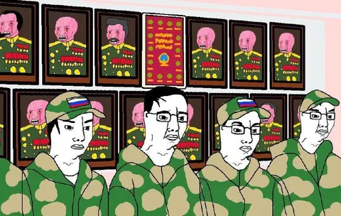 Солдаты поклоняются портретам