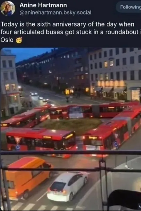 Four Buses Stuck in Oslo