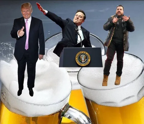 Trump and Musk Toast on Beer