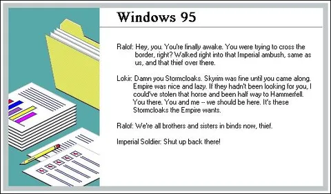 Windows 95 Skyrim Opening