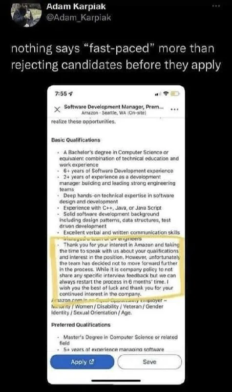 Rejecting Candidates Before Applying