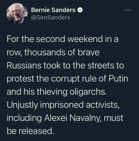 Bernie Thanks Russian Protesters